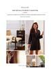 Women's Pure Black Faux Silk Bathrobe and Pajama Set with Turn-Down Collar