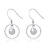 New Fringed Round Pearl Earrings Temperament Pearl Geometric Ear Hook Accessories