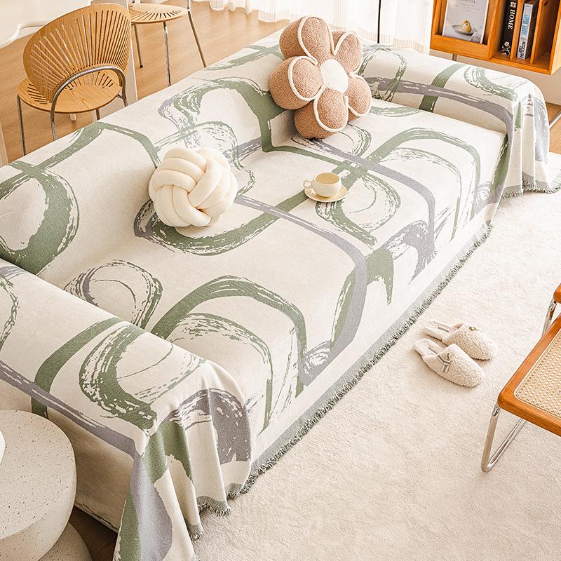 

Простой стиль, расширенная атмосфера, зеленое окрашенное диванное полотенце, универсальный универсальный чехол для гостиной, пылезащитный чехол, ворсовое шерстяное одеяло 180*130cm