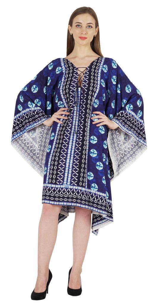 Moomaya Printed Short Turkish Kaftan For Women's Sexy Kaftan Evening Gown Beachwear
