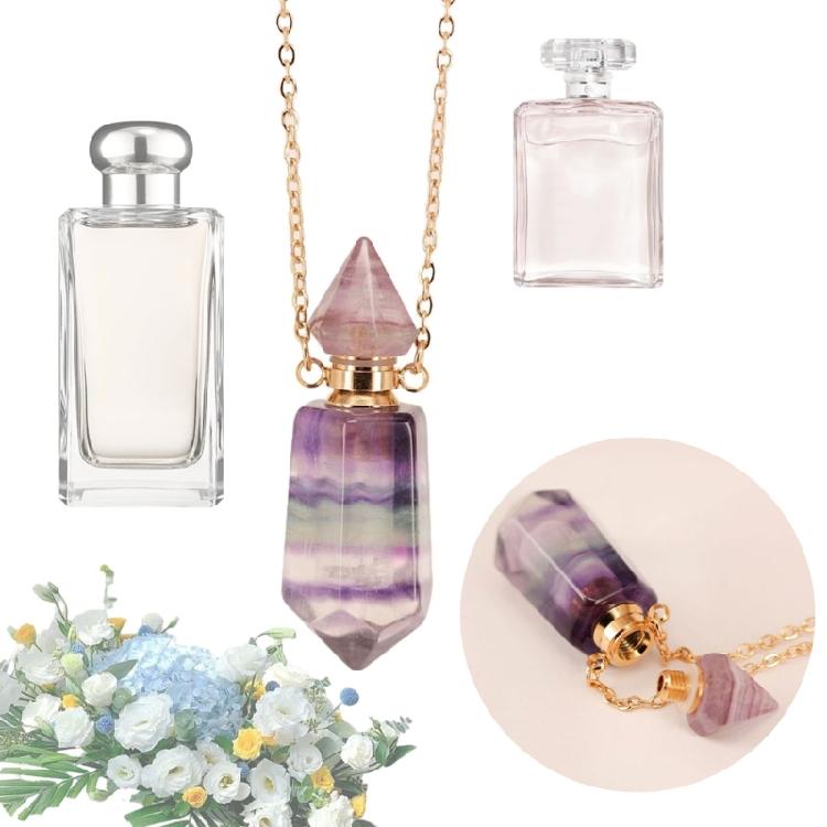 Einzigartiger Kristall Parfümflakon Halskettenanhänger Verstellbare Länge Schlüsselbeinkette Edelstahl Kabelkette Damen Choker