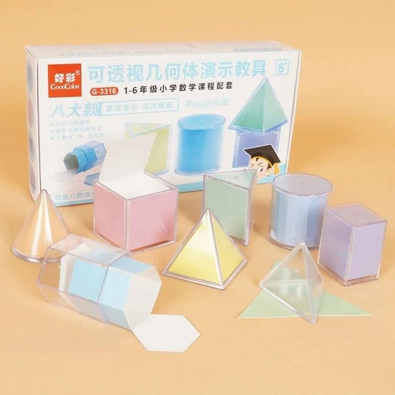 8Pcs Visual Teaching Aids Volume Shape Toy Transparent 3D Geometric Shape Teaching Aids Montessori Toys Mathematical Education