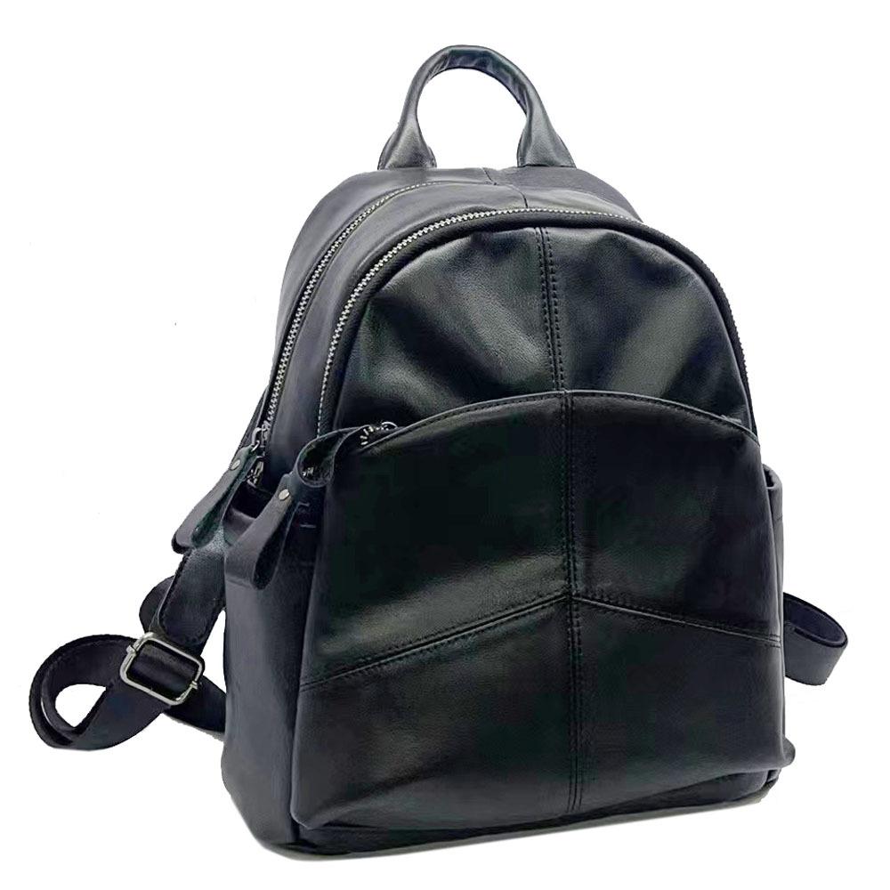 Leather Women'S Bag Leather Backpack Large Capacity School Bag College Style Backpack Retro Bag