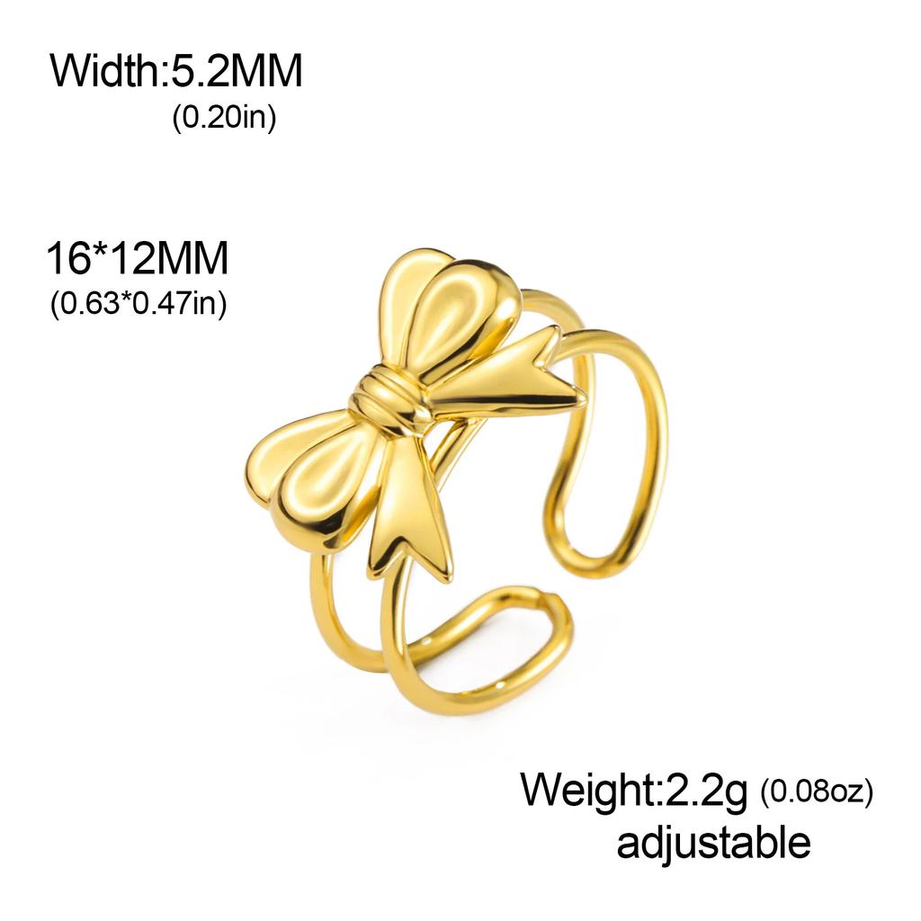 Cazador Cute Bowknot Rings Trend 2026 Stainless Steel Jewelry Adjustable Rings for Women Party Wedding Brithday Gifts New