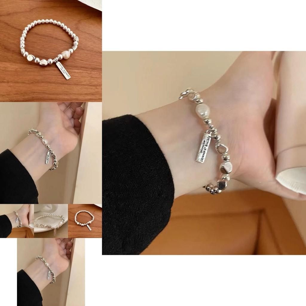 Stylish Irregular Pearl Silver Bracelet Handmade High-end Women's Fashion Accessory