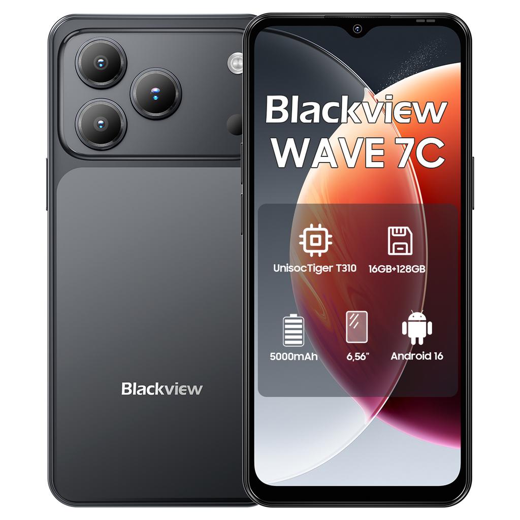Blackview WAVE 7C 4G AI Smartphone 16GB+128GB 6.56" Android 16 5000mAh Mobiele Telefoon