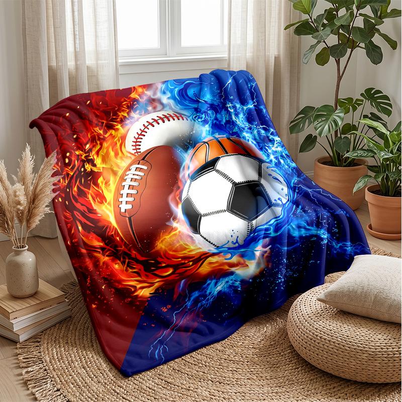 Sports In Flames and Water 3 Theme Blanket Lightweight Warm Flannel Blanket Decorative Throw Blanket for Home Decoration
