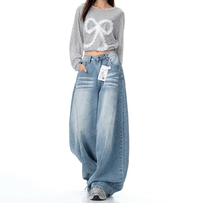

Women s Autumn Scimitar Straight-Leg Jeans: Loose, Slimming, Drapey, and Stylish Wide-Leg Pants S