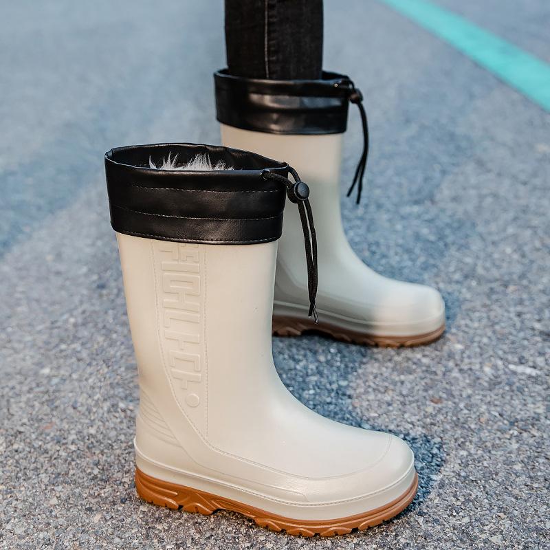 

Fashion Fashion Men s Rain Shoes Waterproof Boots Comfortable Mid Calf Boots Rainproof Work Water Shoes Non-Slip Drawstring Rubber Boots 45