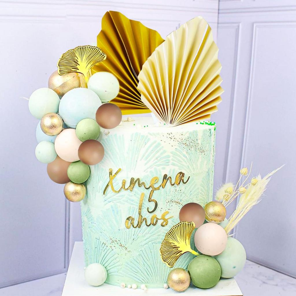 31 Pieces Bohemian Cake Decoration Gold Nude Green Cake Balls for Weddings Birthday Party Decoration