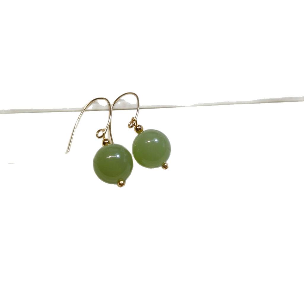 Elegant Hetao Jasper Agate Earrings with 14k Gold Plated Hook In Retro Forest Style
