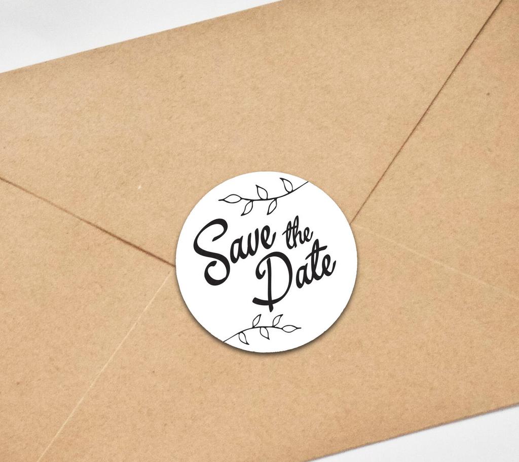 Darling Souvenir DIY 45 Pcs Dark Brown Leaf Vines Save The Date Stickers Round Envelope Seal-1.6