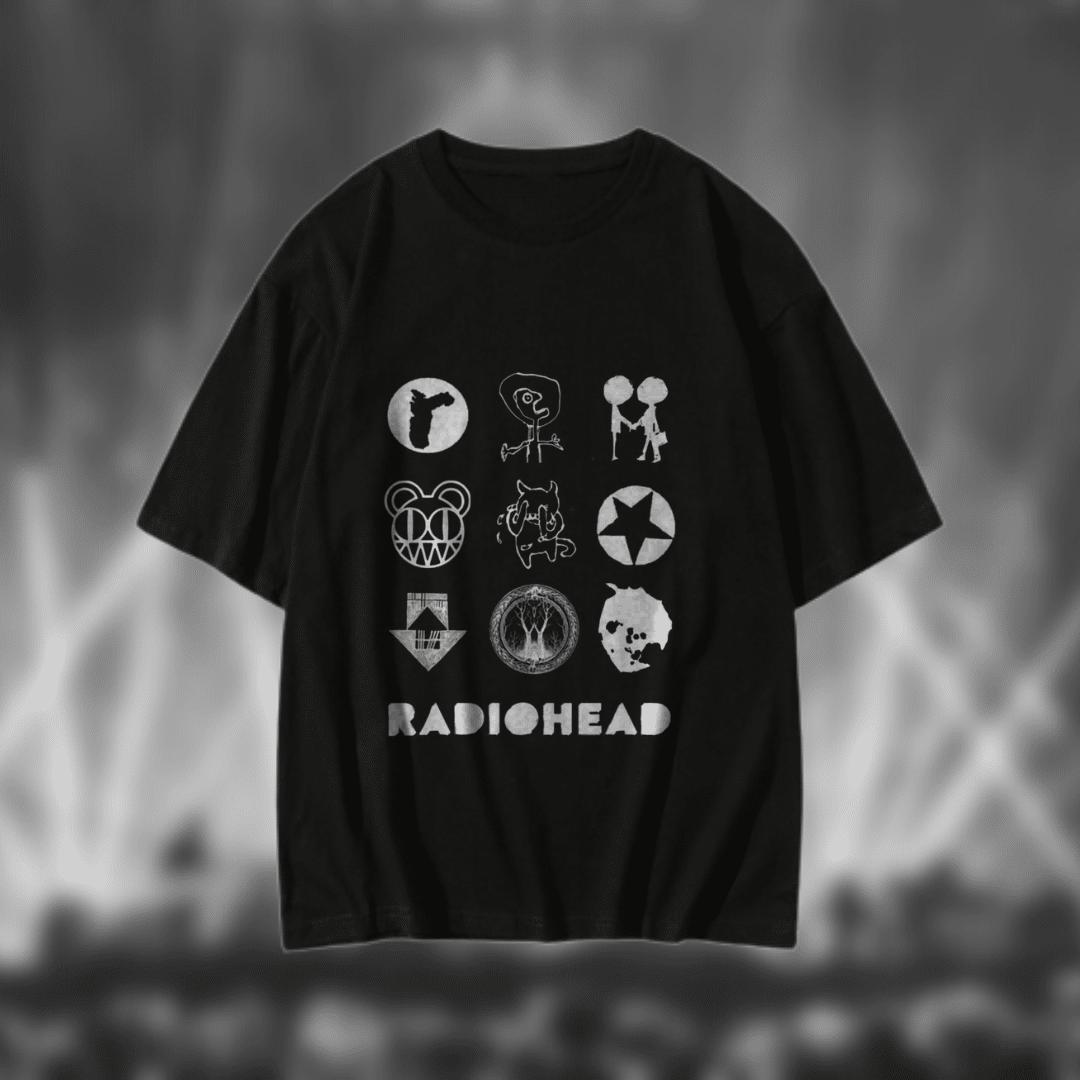 

Radiohead Band Casual graphic Unisex TShirt Unisex 100 Cotton Short Sleeve Y2k Oversized Popular Tee Women Rock Music Retro Tops S