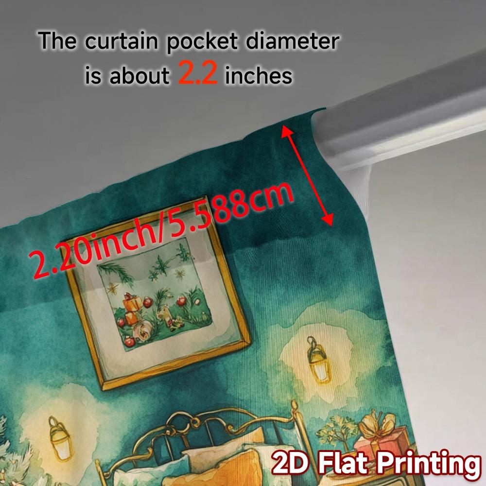 2 Stück, Vorhänge Weihnachten Schlafzimmer Gemütliche Feiertagsszene (2) Schicker Vorhangstoff Garn Vorhänge Feiertags-Ideal für Schlafzimmer, Büro,