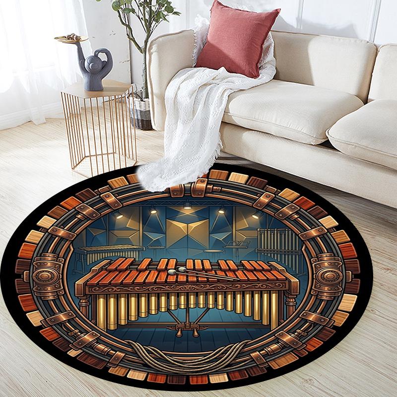 Xylophone Orchestra Scene Round Area Rug Under Office Chairs Bedroom Living Room Home Decor