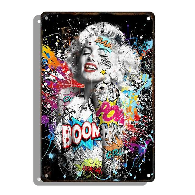 Banksy Graffiti Decorative Plaque Abstract Style Tin Sign Metal Pleate Plate For Home Room Decor Aesthetic Gift Cuadros