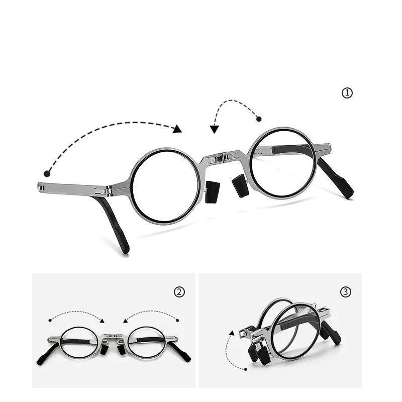 Portable Reading Glasses Hd Folding Middle-aged And Elderly Reading Glasses For Men And Women Imitation Retro Ultra-light Circle