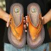 Plus Size New Arrival Summer Men Flip Flops Anti-slip Handmade Leather Slippers