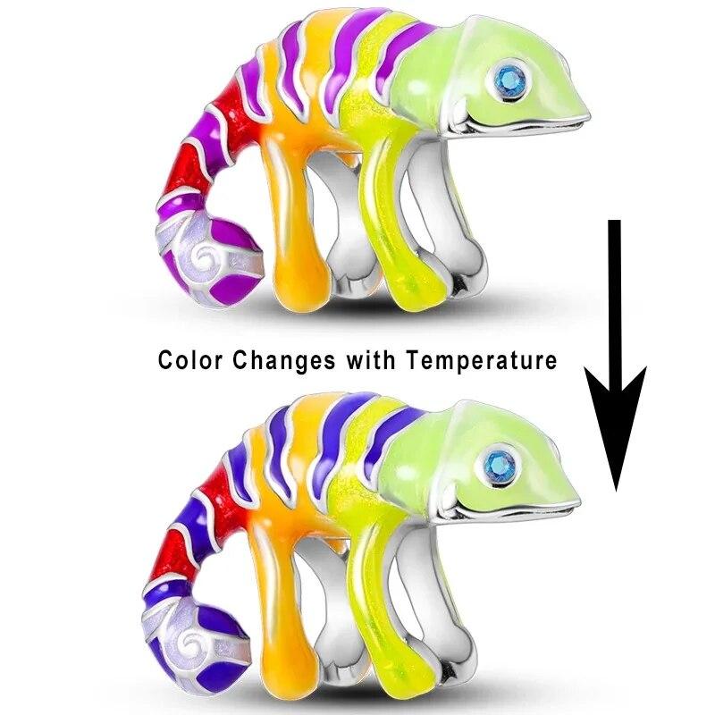 Copper Chameleon Owl Beads Fit Pandach Original Diy Bracelets Pendant Charm Beads Fashion Birthday Gifts Jewelry