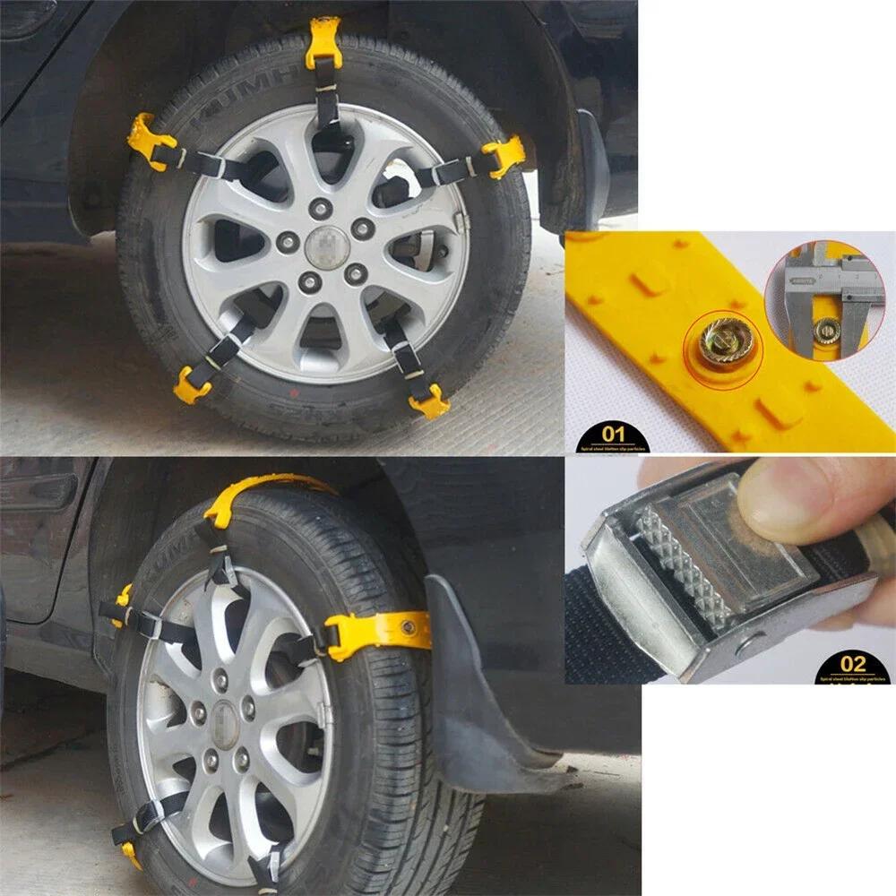 10PCS Universal Winter Snow Mud Anti-skid Tire Chains Tendon for Car Sedan SUV Trucks Snow Tire Chains