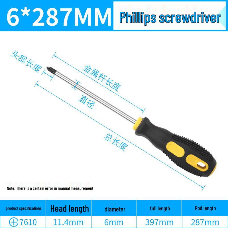 8-Inch Extra Long Phillips & Slotted Screwdriver Set—Hammerable Household Hardware Tools