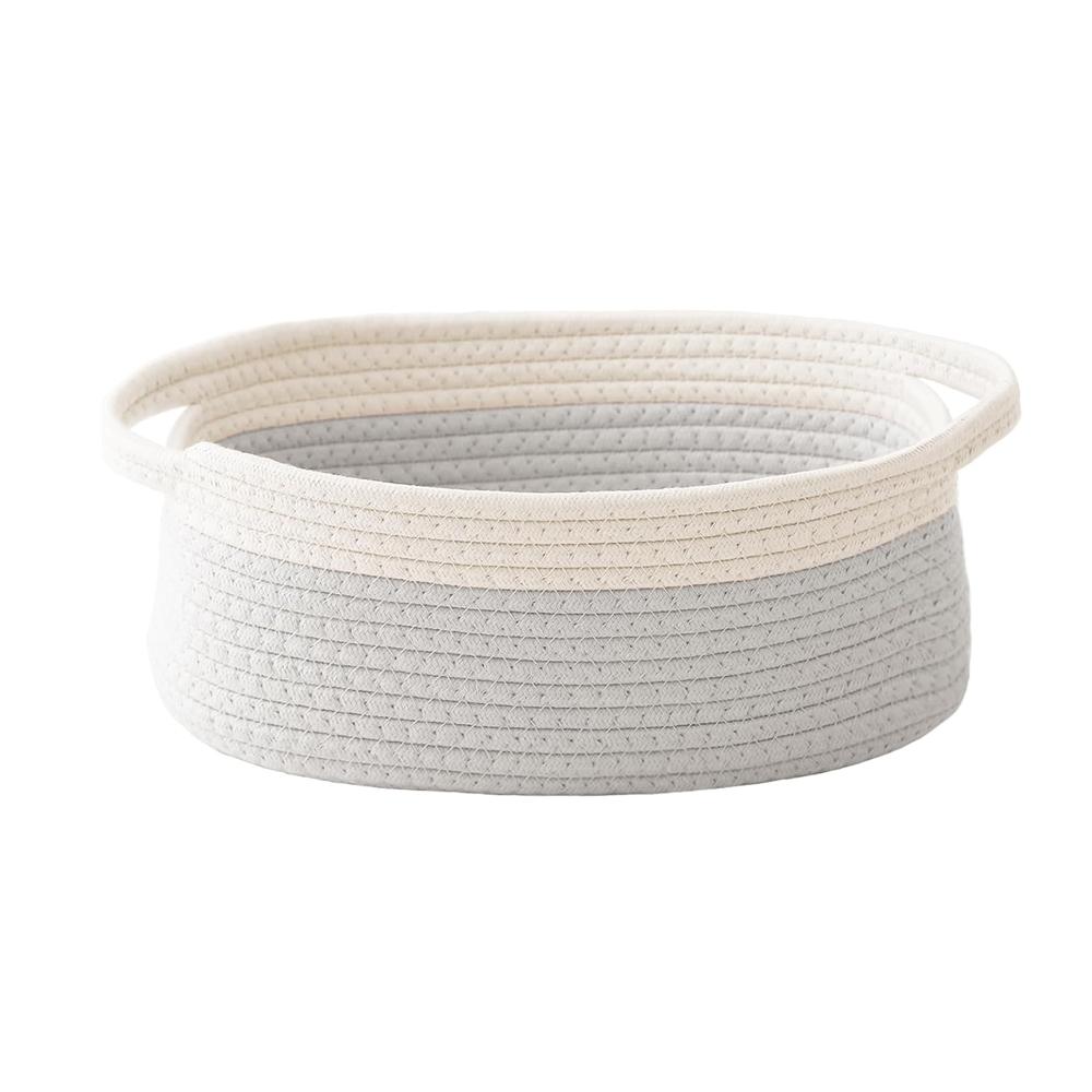 1PCS Woven BasketSmall Rope Storage Bin with Handles Ribbon Bag Organizer for Shelves ClosetsGift Basket Empty for Birthday серый белый 2760₽