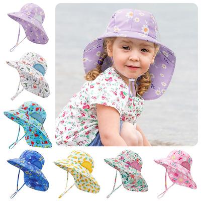 Anti UV Kids Bucket Hat Printed Pattern Summer Beach Cap Cute Children's Sun Hat  for Girls Boys