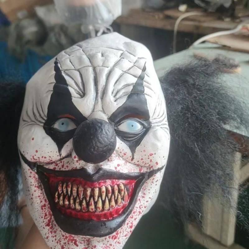 Horror Clown Latex Mask With Black Hair Cosplay Party