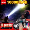 10000mAh Super Bright IR Sensor LED Headlamp 6 Modes Type-C Fast Charging Headlight Rechargeable Head Flashlight Outdoor Fishing Lantern