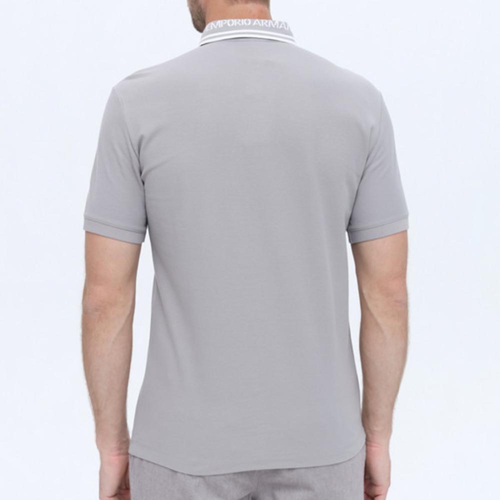 Emporio Armani Ss23 Solid Color Half Button Eagle Logo Embroidered Cotton Short Sleeve Polo Shirt Men Polo Shirts Gray 3R1F67-1JCYZ-06A3