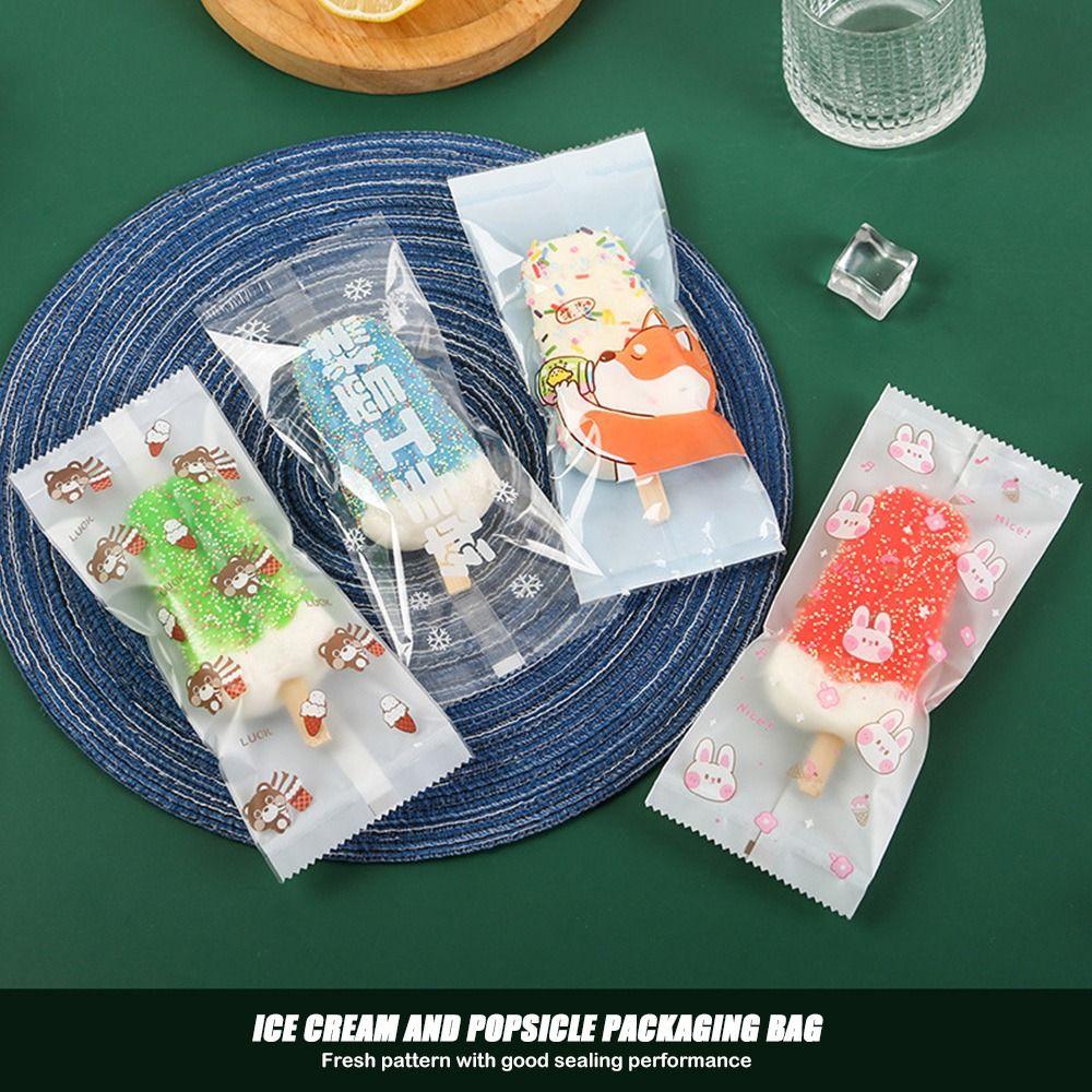 100Pcs Transparent Ice Cream Packaging Bag Homemade Popsicle Ice Cream Food Packaging Bag Disposable Plastic Bag