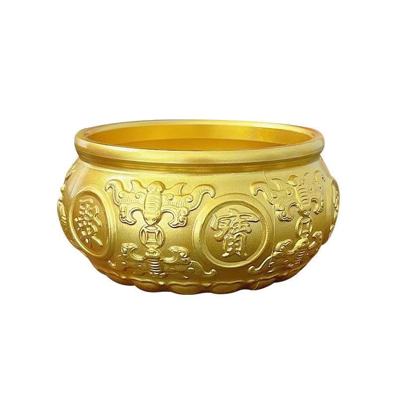 Solid Pure Copper Eight Blessings Treasure Pot for Wealth Attraction - Chinese Style Tabletop Ornament