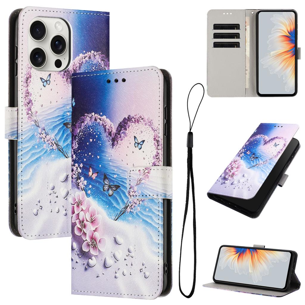 Beach Butterfly PU Leather Wallet Flip Photo Frame Book Case for iPhone Samsung Huawei Honor Xiaomi Redmi Oppo Infinix Tecno Google...