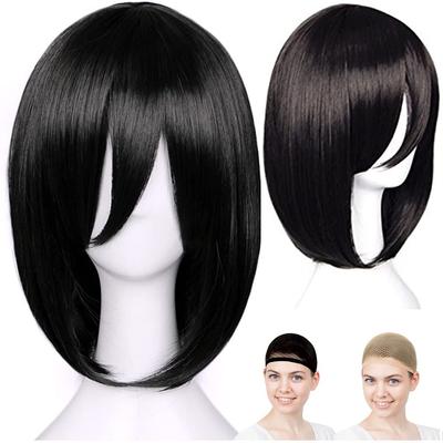 Cosplay Black WIG5407 Wig, Medium/Short, 40cm, Hair,
