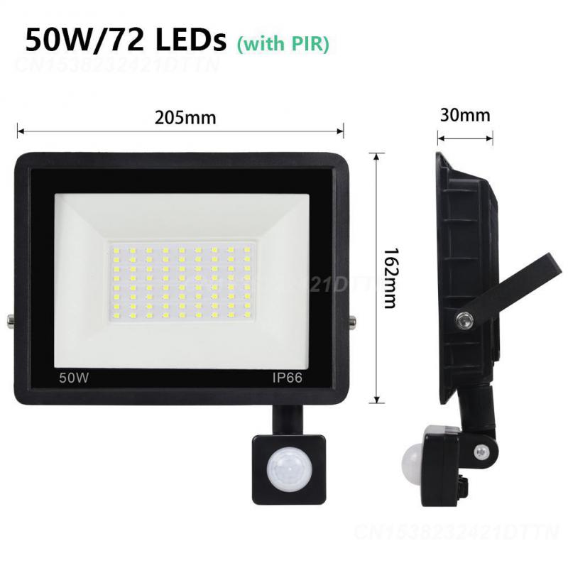 Floodlight 220v White Led Pir Motion Sensor 10w / 20w / 30w / 50w / 100w Durable For Outdoors Wall Hot Garden Spotlight 2024
