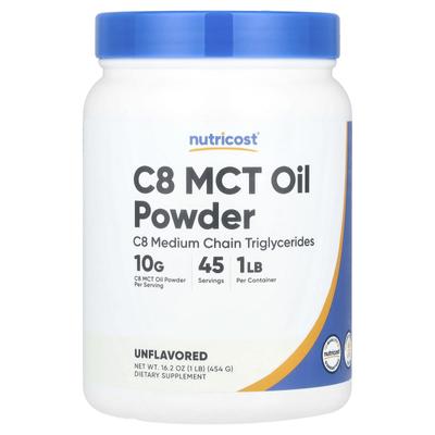 C8 MCT Oil Powder, Unflavored, 16.2 Oz (454 G)