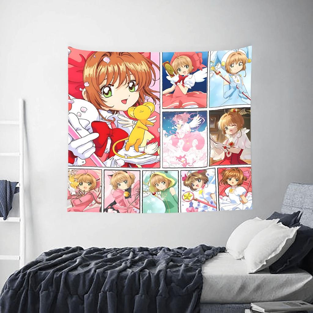 Anime Cardcaptor Sakura cutecore Tapestry Bedroom Decoration Wall Hanging Blanket Tapestry Cool Stuff For Room