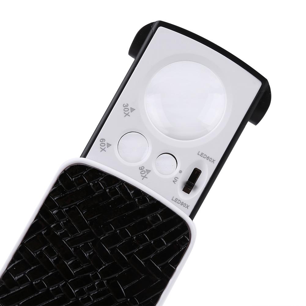 30x Celsius 60x Celsius 90x Magnifying Glass Jewelry Optical Magnifier Jeweler Tool LED Light Loupe (Black)