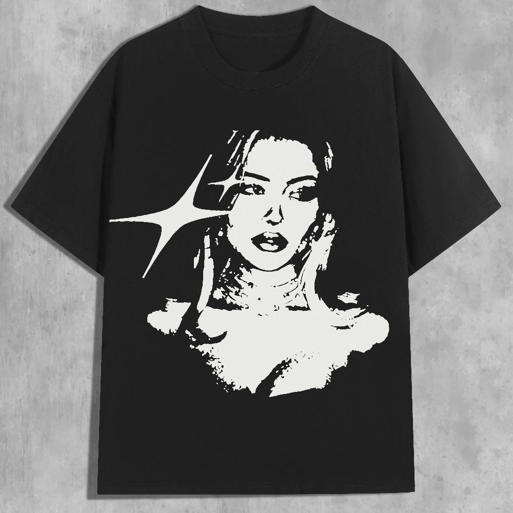 Y2K trendy street dazzling star printing comfortable trendy versatile casual fashion top round neck short sleeve T