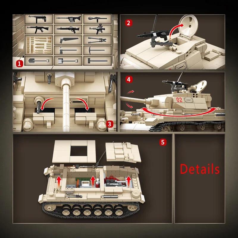 Ww2 Army WW Russian T-34 KV-1 Heavy Tank Brick Playset Panther Sherman Tiger Panzer Maus Tanks Block Bricks Kid Toys Playsetss Gift Present