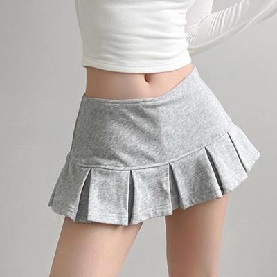 Nízký pas skládaná mini sukně pro ženy letní móda sexy holka áčkové kraťasy sukně Y2k oblečení šedá černá bílá