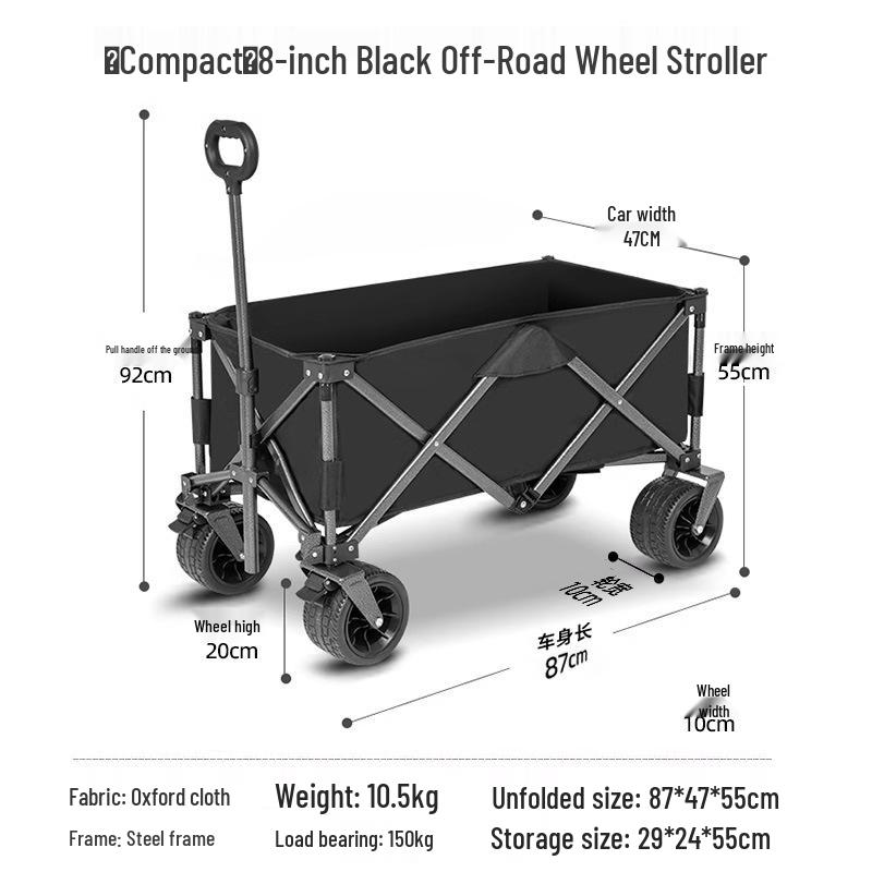 Collapsible Outdoor RV Camp Trolley - Compact Handcart for Express Delivery and Gathering Essentials