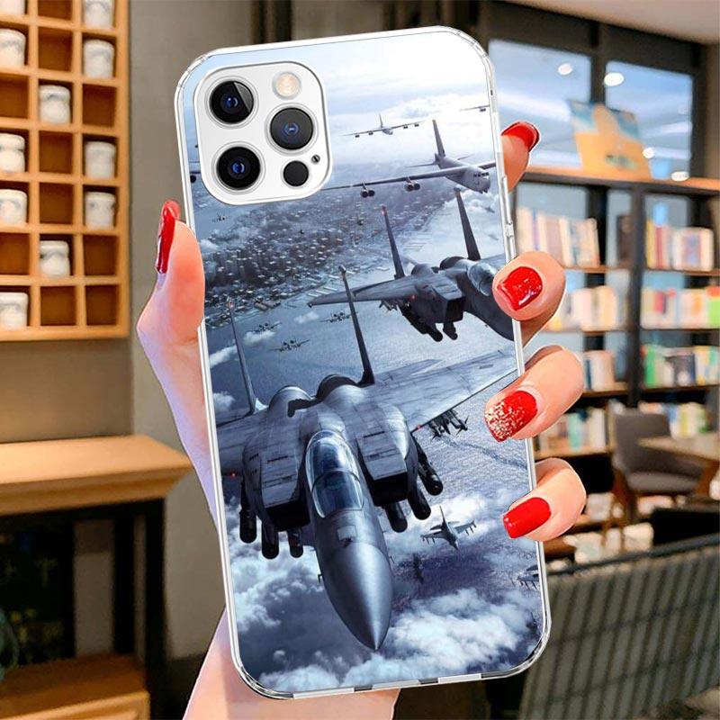 Military Aircraft Warship Fighter Cover Phone Case For iPhone 16 17 Air 15 14 Pro Max 16E Phone Case 13 Mini 12 11 7 SE 8 Print