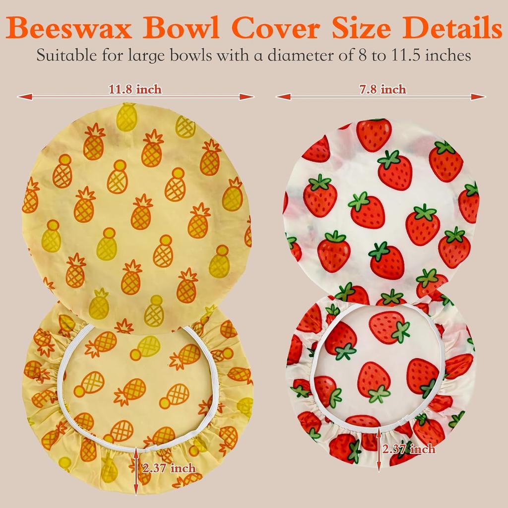 4 Pack Beeswax Bowl Covers,Reble Beeswax Bowl Covers, Elastic Cotton Cloth Sourdough Bread Cover, 7.8/11.8Inch Reble Bowl Caps for Bread Proofing