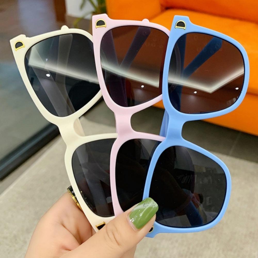 Korea Children's Fashion Candy Color Cute Glasses Baby Square Large Iridescence Sunglasses For Kids Shade For Boy And Girls