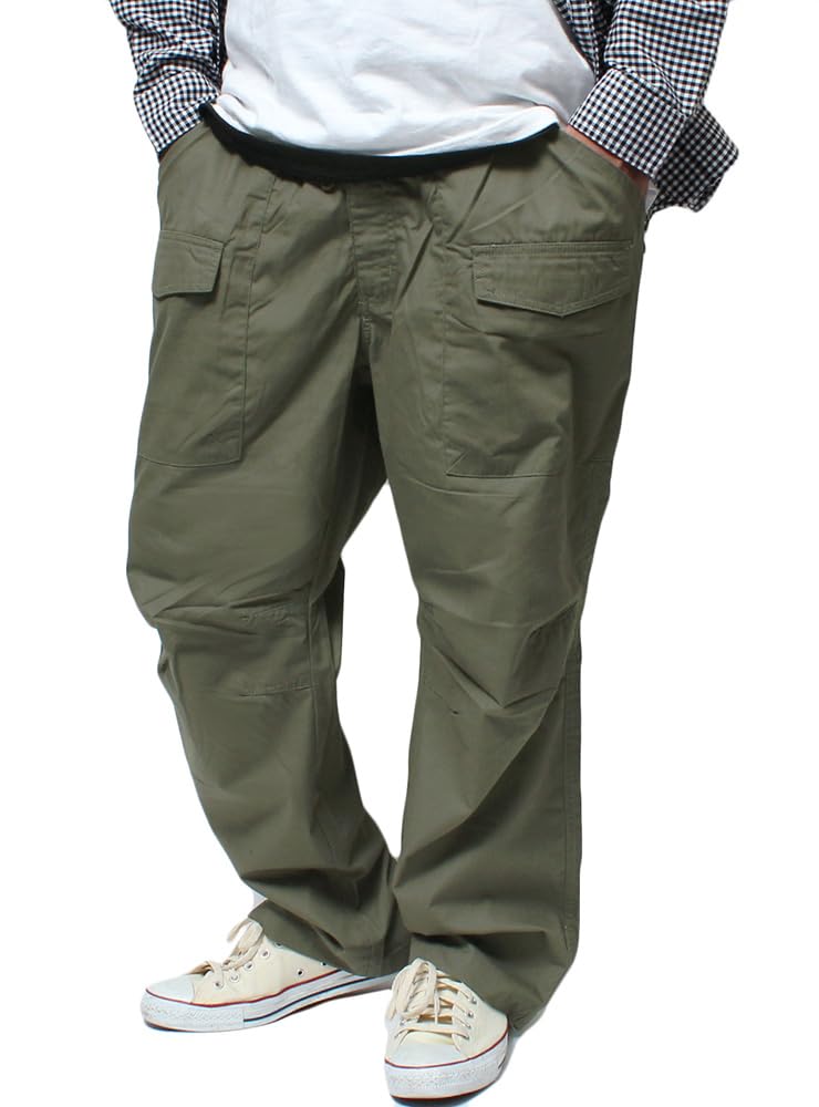 

One Colors DISCUS Men s Easy Pants, Large Size, Big Pockets, Elastic Waist, Relaxed Fit, Military Work Pants, Size 3L, Khaki (46)