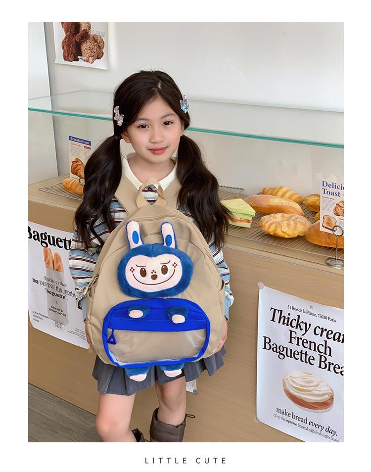 New 3D Cartoon Kids Double Shoulder School Backpack with Cute Doll and Large Capacity