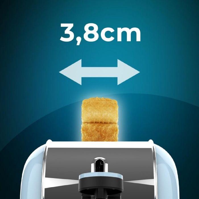 Cecotec Vertical Toaster 1 Long Slot Toastin' Time 850 Blue Long. 850 W, 2 Slices of Bread, 3.8 Cm Wide Slot