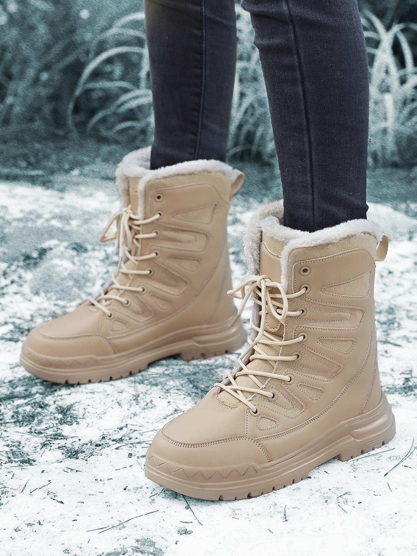 

Жіночі зимові зимові черевики в корейському стилі плюс оксамитові теплі черевики на плоскій підошві 42 бежевий