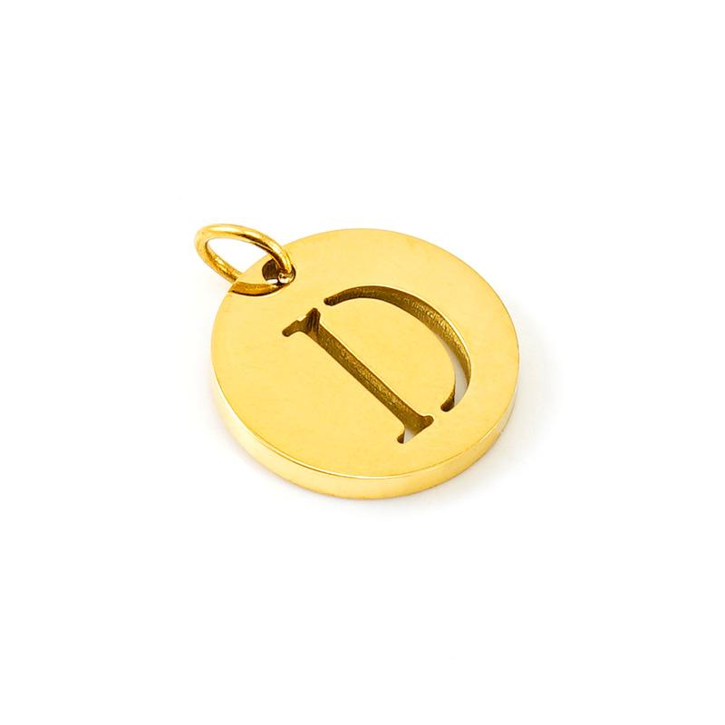 New titanium steel English letter DIY pendant fashionable stainless steel round hollow letter pendant